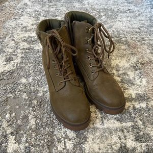 Army green combat boots